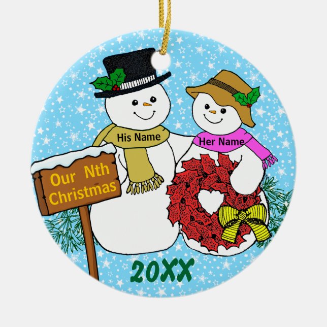 Ornement En Céramique Notre nième Noël (Devant)