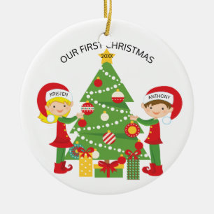 Ornement En Céramique Notre Noël personnalisé premier par Noël