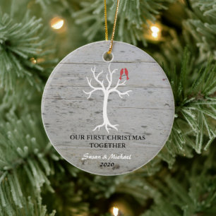 Ornement En Céramique Notre premier de Noël arbre d'inséparables