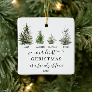 Ornement En Céramique Notre premier Noël en famille de quatre