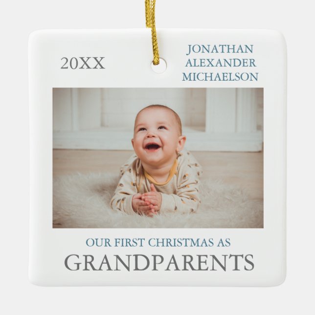 Ornement En Céramique Notre Premier Noël En Grand-Parents (Devant)