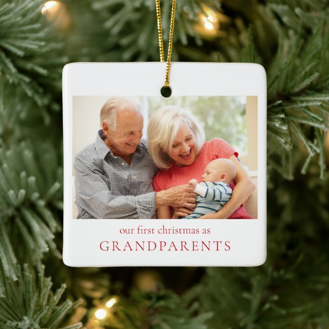 Ornement En Céramique Notre premier Noël en grand-parents Bébé Photo (Arbre)