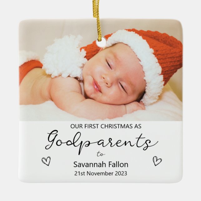 Ornement En Céramique Notre premier Noël en parrain (Devant)