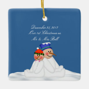 Ornement En Céramique Notre premier Noël en tant que M. et Mme Ornament