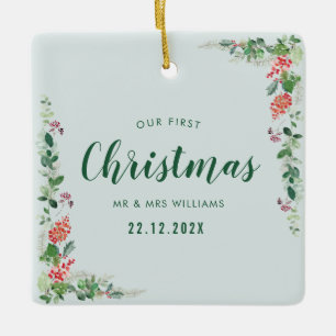 Ornement En Céramique notre première florale hivernale de noël