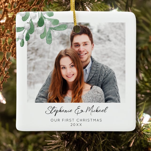 Ornement En Céramique Notre première photo de Noël (Créateur téléchargé)
