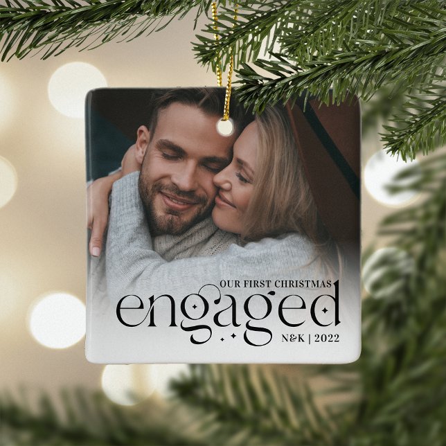 Ornement En Céramique Notre première photo personnalisée de Noël (Créateur téléchargé)