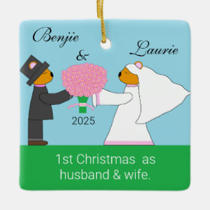 Ornement En Céramique Nounours mariés