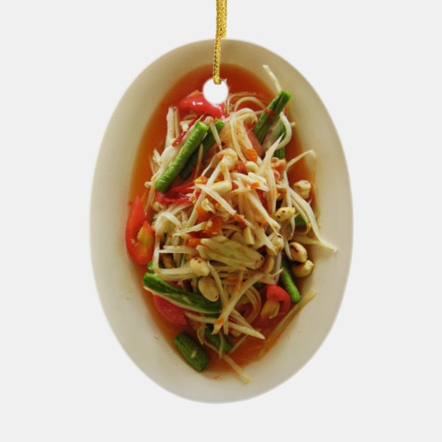 Ornement En Céramique Nourriture laotienne thaïlandaise épicée de salade (Devant)
