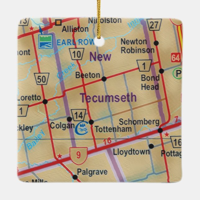 Ornement En Céramique Nouveau Tecumseth sur la carte peinte (Dos)