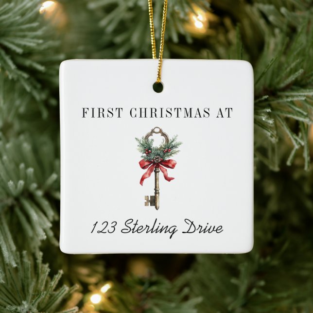 Ornement En Céramique Nouvelle maison Fêtes de Noël personnalisées (Arbre)