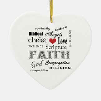 Ornement En Céramique Nuage de mots religieux+Croix bleue