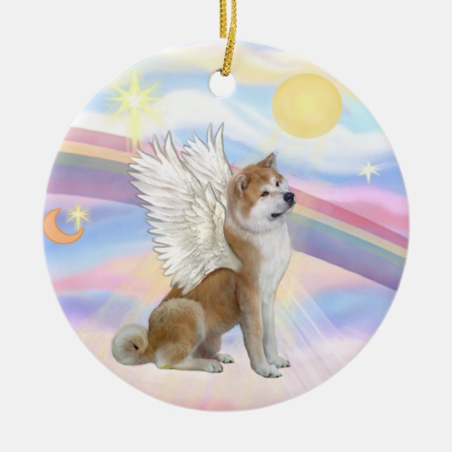 Ornement En Céramique Nuages - Akita Inu Angel (Devant)