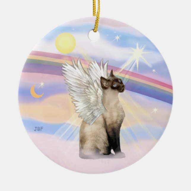 Ornement En Céramique Nuages - Siamese Cat Angel (Devant)