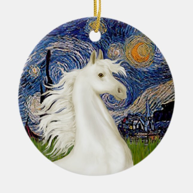 Ornement En Céramique Nuit étoilée - Arabian Horse (blanc) (Devant)