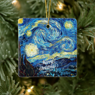 Ornement En Céramique Nuit Van Gogh-Starry, Joyeux Noël,