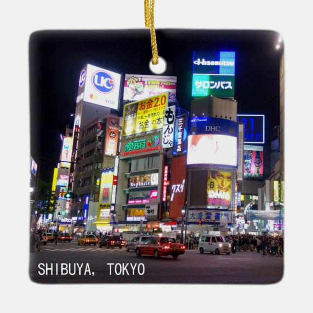 Ornement En Céramique Nuitée de Shibuya City à Tokyo Japon (Devant)