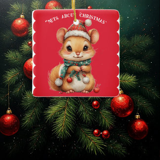 Ornement En Céramique Nuts About Christmas Playful Squirrel Winter Dress
