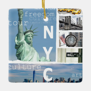 Ornement En Céramique Nyc Manhattan Brooklyn Bridge Liberty Statue