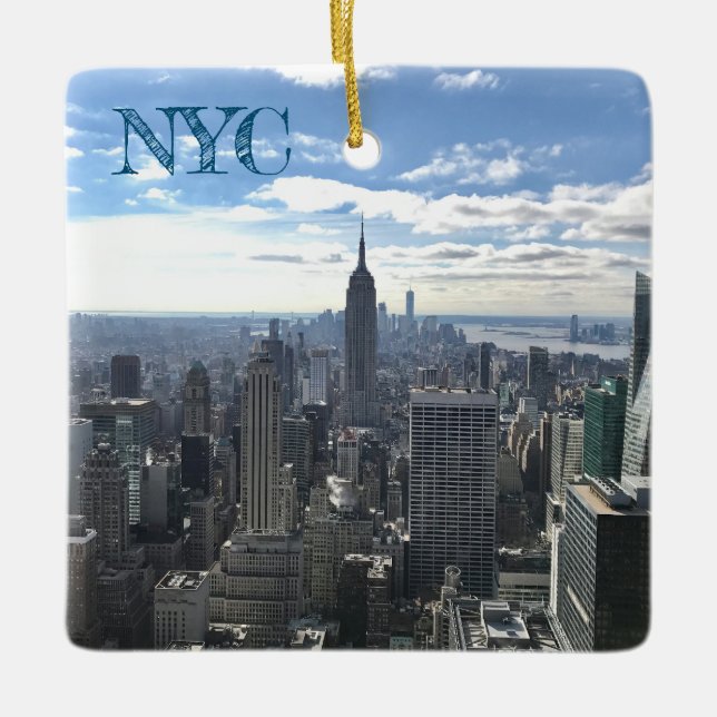 Ornement En Céramique NYC Manhattan Sunny Skyline Empire State (Devant)