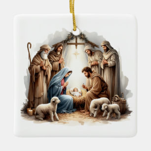 Ornement En Céramique Ô Nuit Sainte – Nativité sous la lumière des étoil