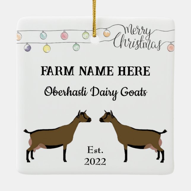 Ornement En Céramique Oberhasli personnalisé chèvre laitière blanc Noël (Dos)