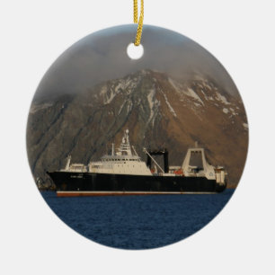 Ornement En Céramique Océan de l'Alaska, chalutier usine en Alaska