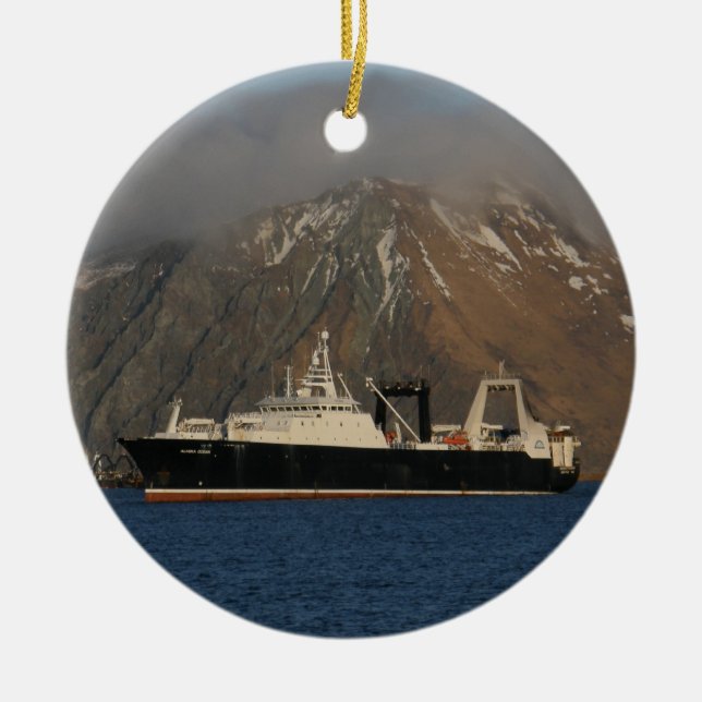 Ornement En Céramique Océan de l'Alaska, chalutier usine en Alaska (Devant)