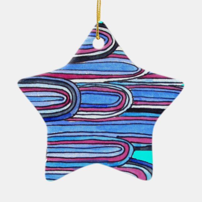 Ornement En Céramique Ocean Waves aqua blue pattern (Devant)