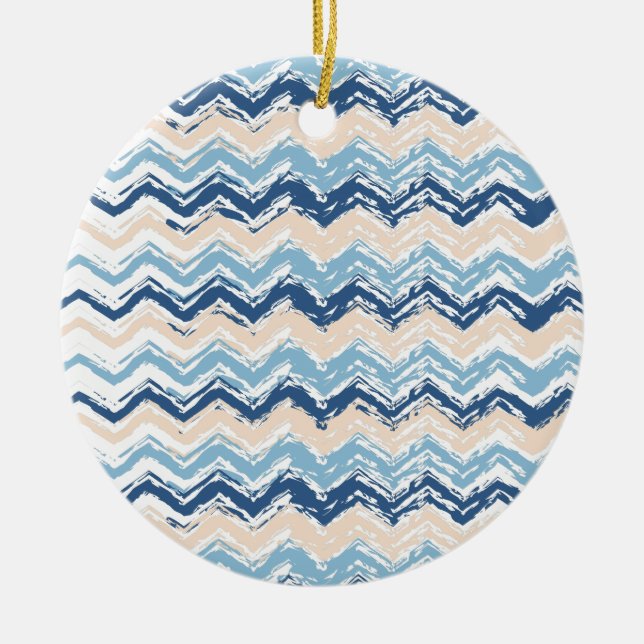 Ornement En Céramique Ocean Waves Chevron (Devant)