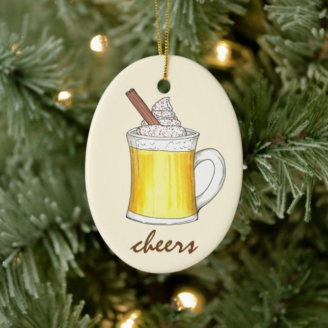 Ornement En Céramique OEufs de Fêtes Nog Eggnog Boisson de Noël (Arbre)