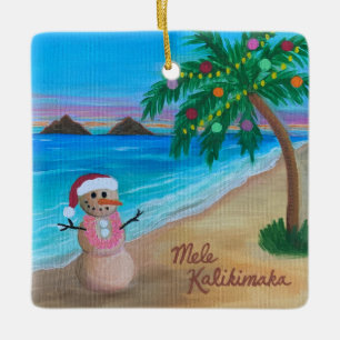 Ornement En Céramique Oeuvre de Mele Kalikimaka, sandman de fête hawaï