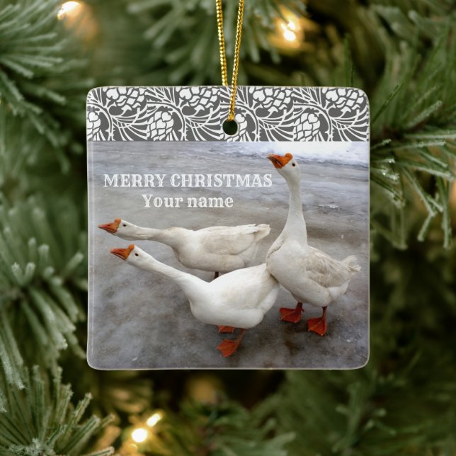 Ornement En Céramique Oie blanche   (Arbre)