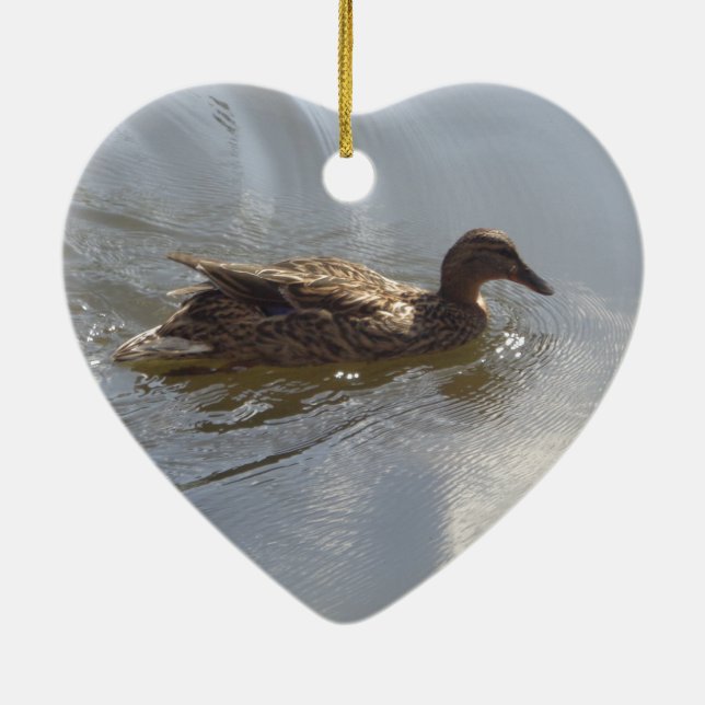 Ornement En Céramique Oie sauvage nageant dans le lac, Nature, Oiseau (Dos)