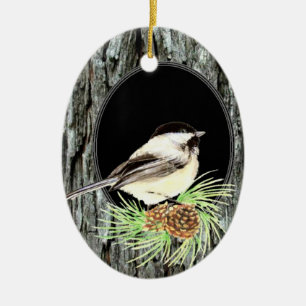 Ornement En Céramique Oiseau de poulet mignon dans l'arbre, la nature, l