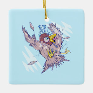 Ornement En Céramique Oiseau frappant une fenêtre de maison