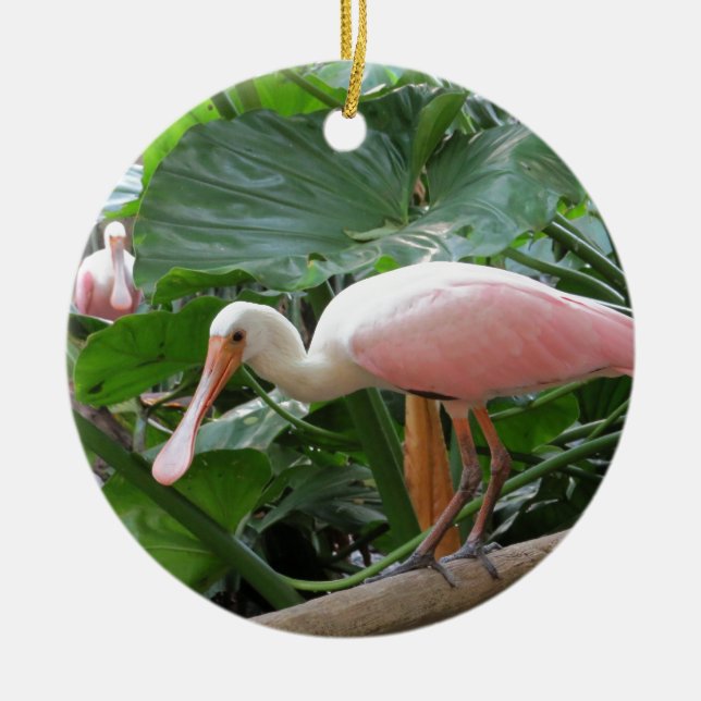 Ornement En Céramique Oiseau rose de spatule rose (Devant)