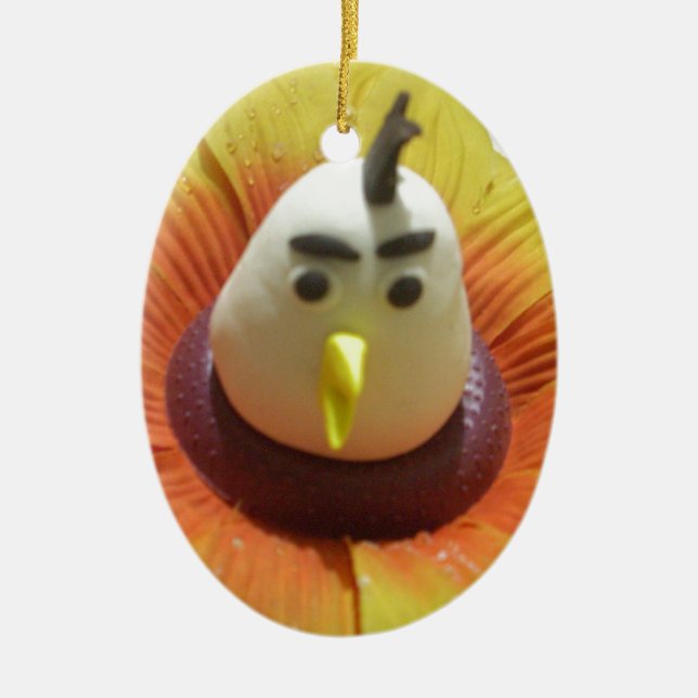 Ornement En Céramique Oiseau sculpté en Tournesol Imprimer (Devant)