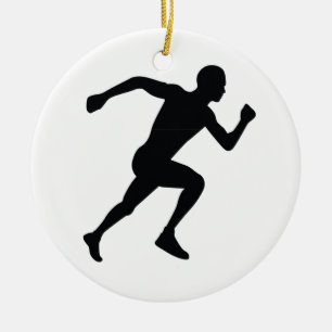 Ornement En Céramique Ombre noire de la silhouette du coureur