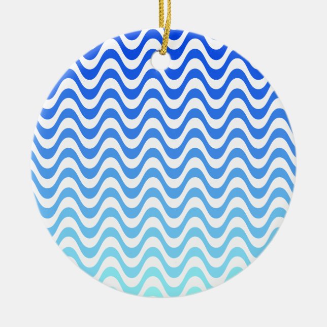 Ornement En Céramique Ondes bleues dégradantes (Devant)