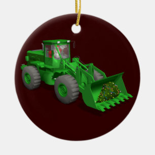 Ornement En Céramique Opérateur du bulldozer du Père Noël
