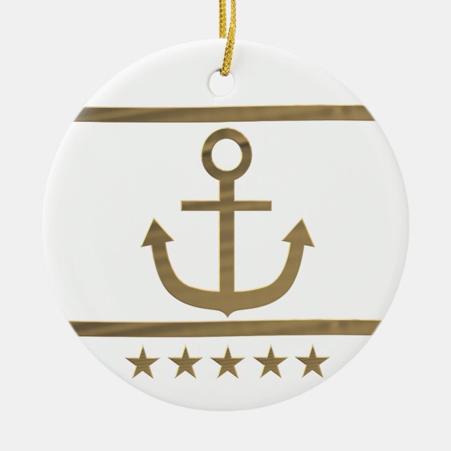 Ornement En Céramique or ancre symbole de bonheur (Devant)
