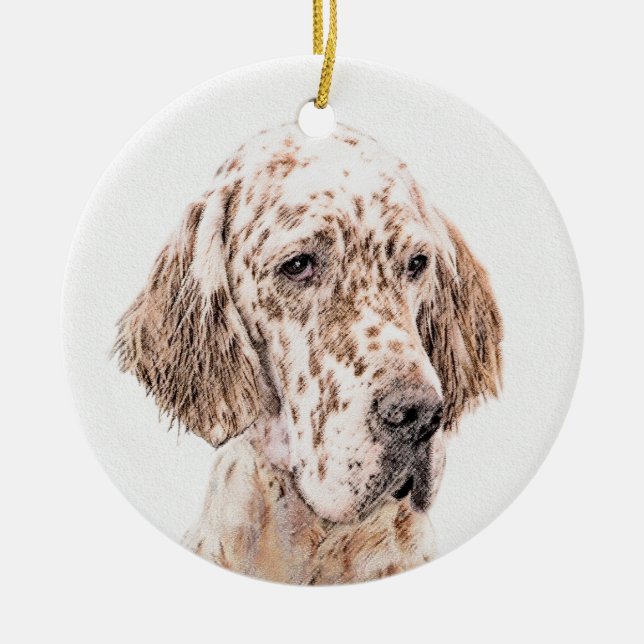 Ornement En Céramique Orange Belton Painting Dog Art (Devant)