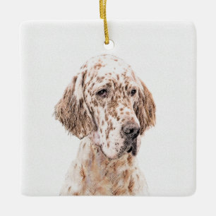 Ornement En Céramique Orange Belton Painting Dog Art