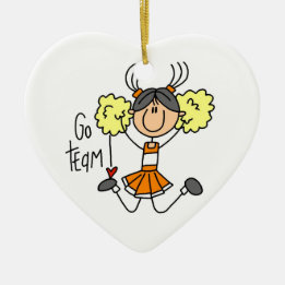 Ornement En Céramique Orange Go Team Pom-pom girl