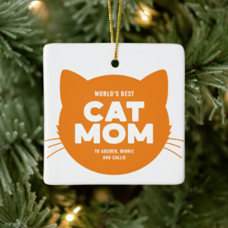 Ornement En Céramique Orange World's Best Cat Mom