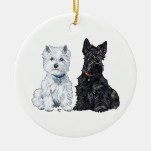 Ornement En Céramique Ornament Scottie & Westie