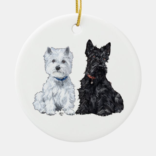 Ornement En Céramique Ornament Scottie & Westie (Devant)