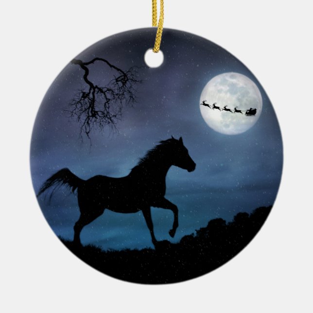 Ornement En Céramique Ornamet de Noël du cheval (Devant)