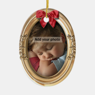 Ornement En Céramique Ornate Gold Photo Ornament